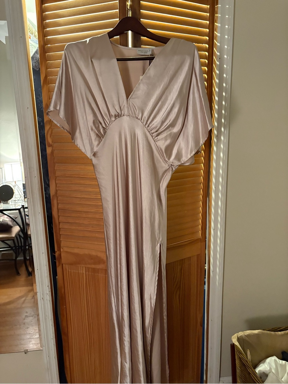 Dress Forum V-Neck Maxi Gown in Champagne